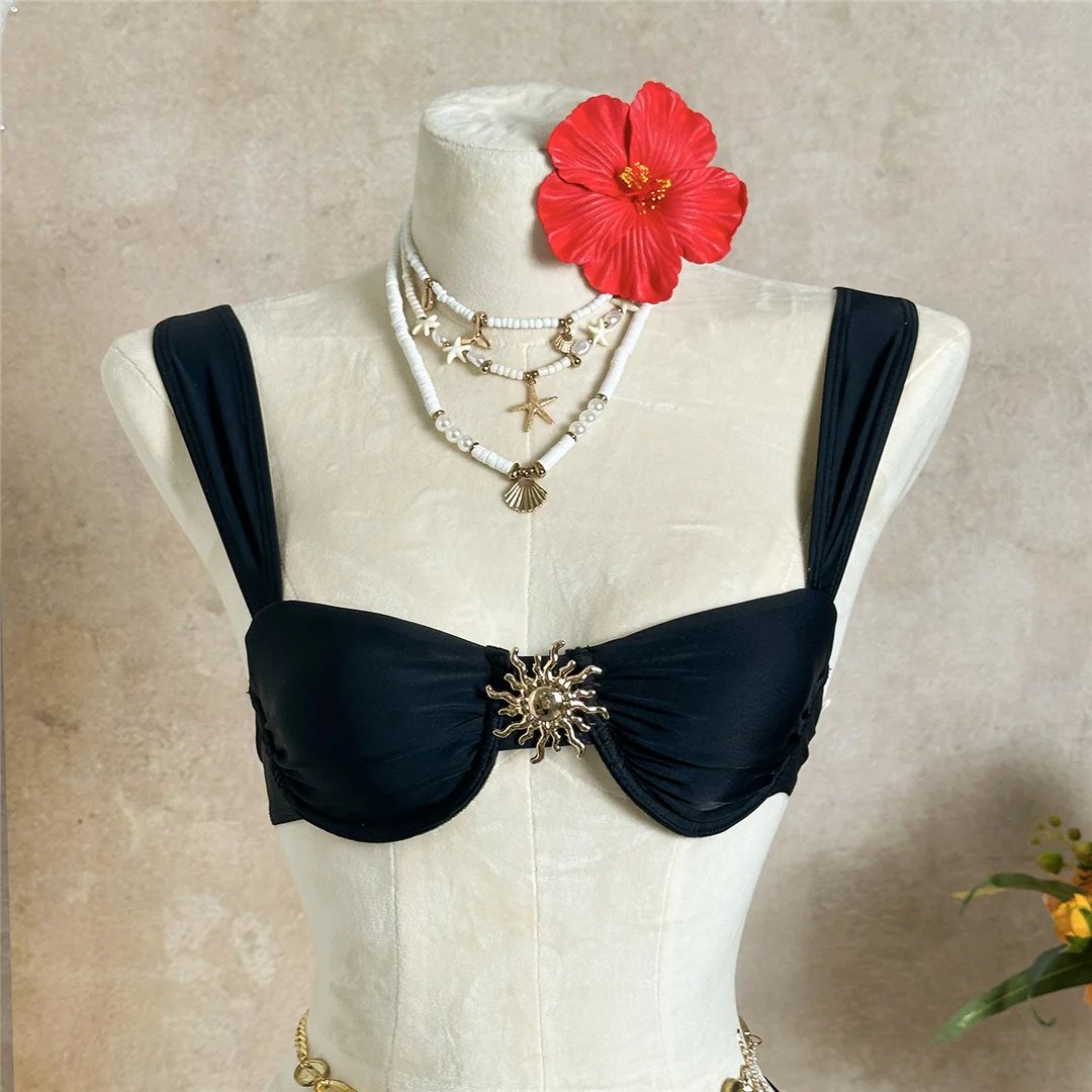 3-teiliges Set mit Rüschenrock, Bügel-Bikini, Damen-Badeanzug, Damen-Bademode, dreiteiliges Bikini-Set, Badebekleidung, Badeanzug, Schwimmbekleidung V7683H – Detail 32