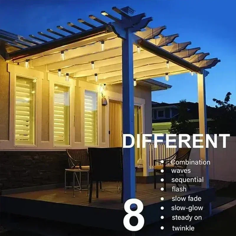 Edison Light Outdoor String Shatterproof Bulbs, Waterproof LED Solar Hanging Ambience Lights, for Yard Garden Patio Bistro