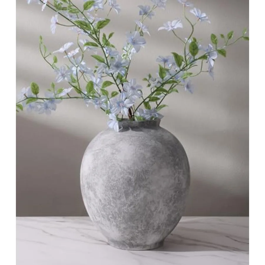 

Large Ceramic Vase, 9.8 inch Rustic Farmhouse Flowers Vase for Home Decor, Sandstone Texture Round Pottery Tall Vase Indoor for
