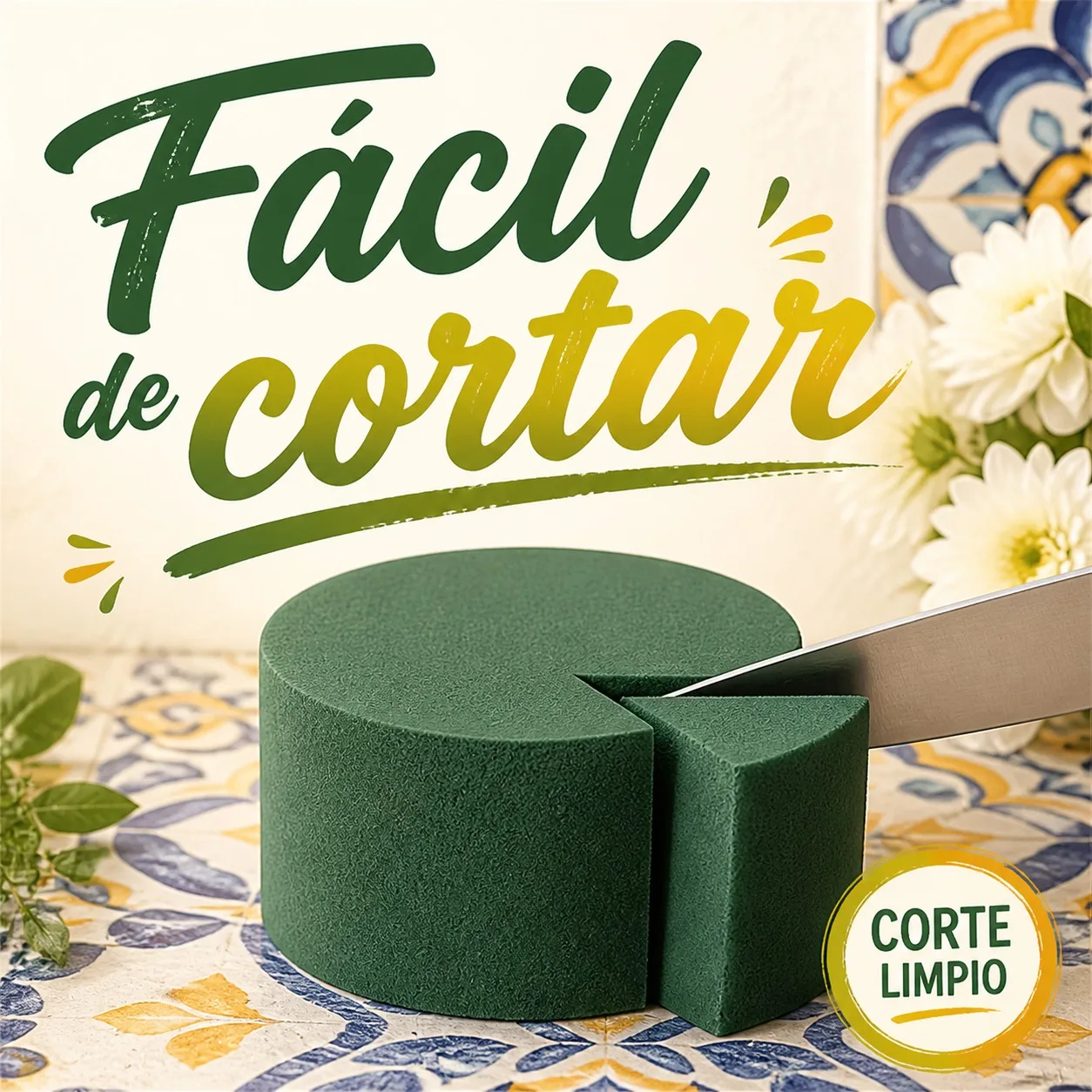 Espuma Floral Redonda para Arreglos de Flores Frescas, Bloques de Barro Vegetal Absorbente de 7.3x3.4cm, Soporte Estable para Macetas y Decoración de Jardín, Pack de Varias Unidades