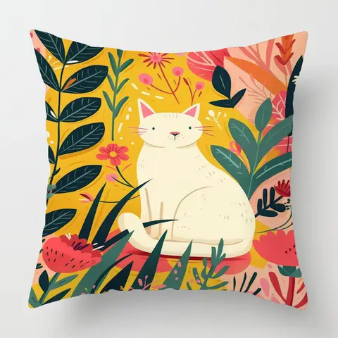 추상 미술 동물 테마 던지기 베개 커버 20x20 인치 쿠션 커버 카페 소파 장식 던지기 베개 커버 짧은 플러시