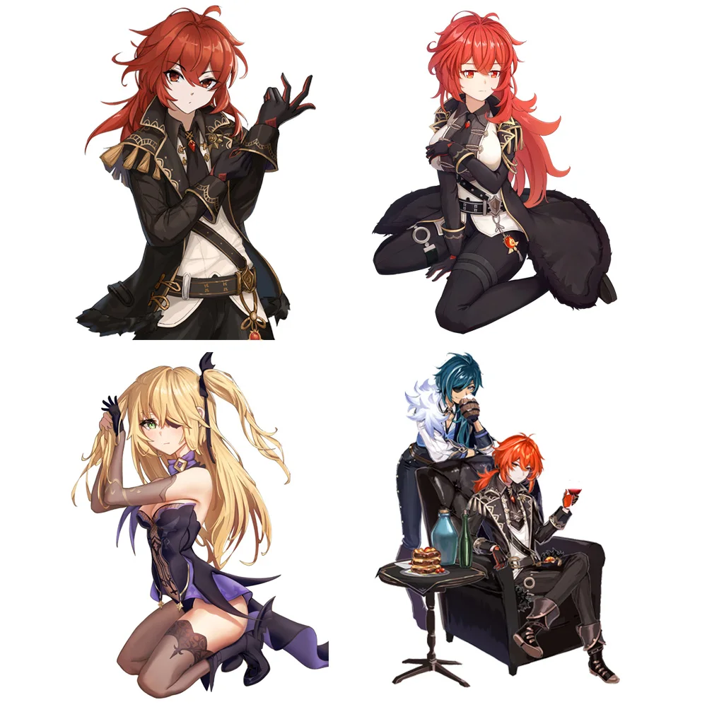 Diluc Stickers Genshin Stickers Fischl Genshin Impact Car Sticker Motorcycle Off Road Decorative PVC