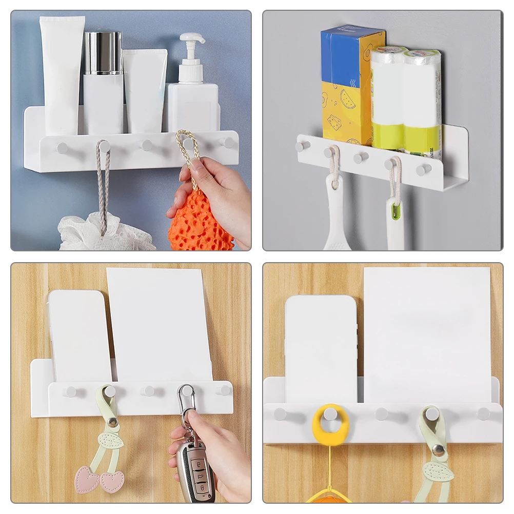 

Wall Mount Organizer White Decorative Wall Key Hook Nail-Free Entryway Kitchen Garage Key Holder Office Storage Rack Hook