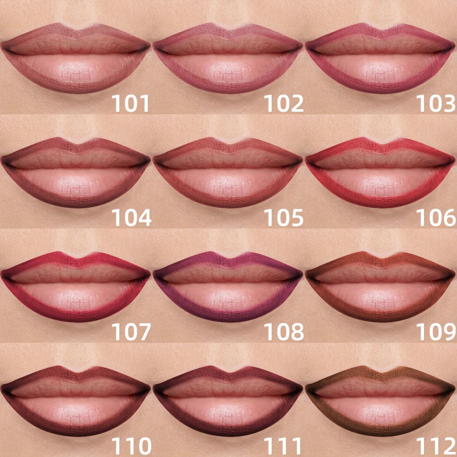 12 Colors Matte Lip Liner Pen Long Lasting Lip Glaze High Pigment Lip Tint Waterproof Red Brown  Lipliner Korean Makeup Gifts