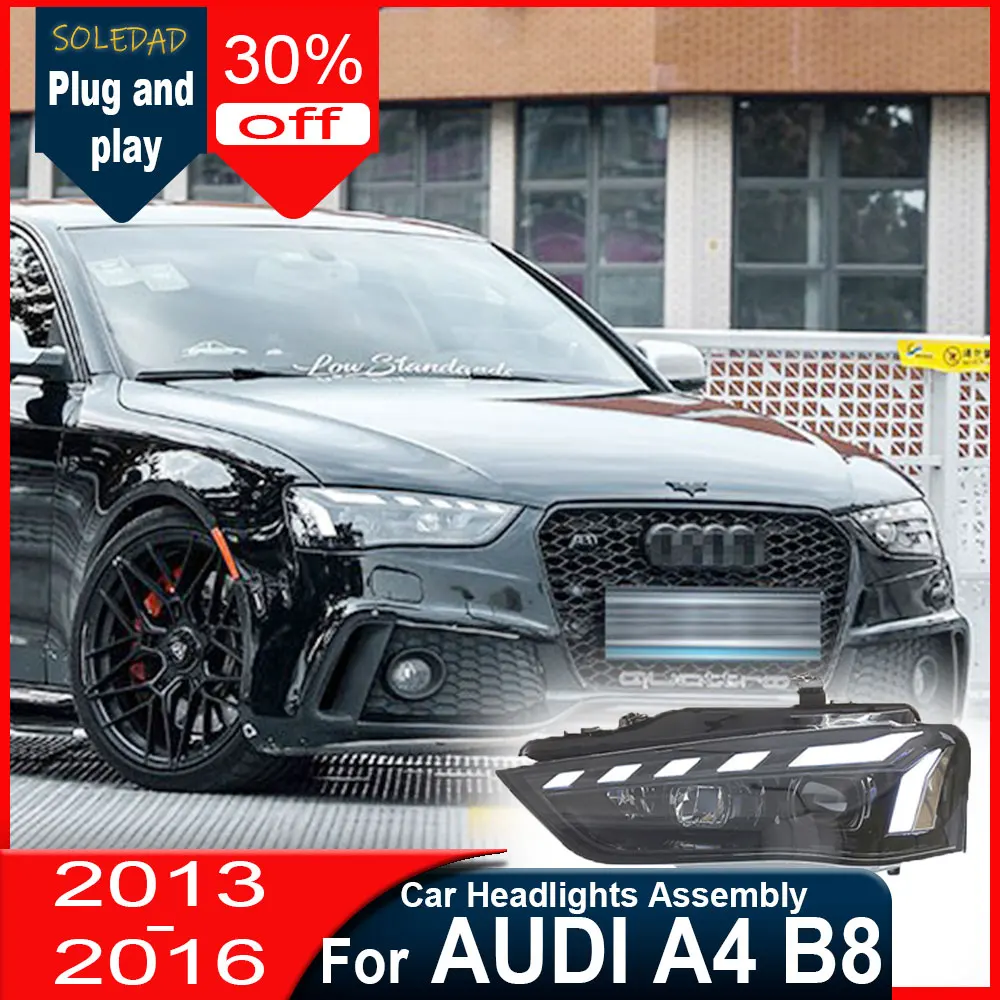 

Car LED Headlight Assembly for Audi A4 B8 2013-2016 Headlights Plug and Play with LED DRL Dynamic Turning Front Headlights 2pcs