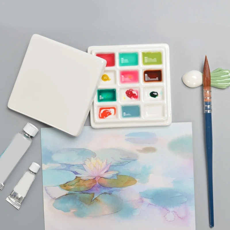 12 Grids Artist Paint Palette Watercolour Paints Palette Mixing Palettes 