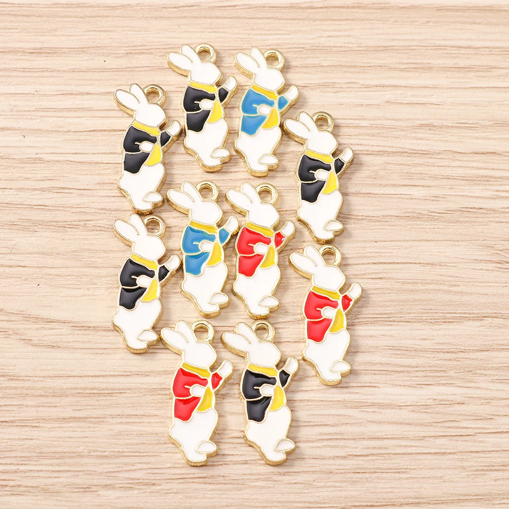 Tusember 20 Stück Niedliche Cartoon-Themen Emaille Anime Mr. Rabbit Anhänger für DIY Ohrringe, Armbänder, Halsketten, Schmuckherstellung, Bastelzubehör – Detail 3