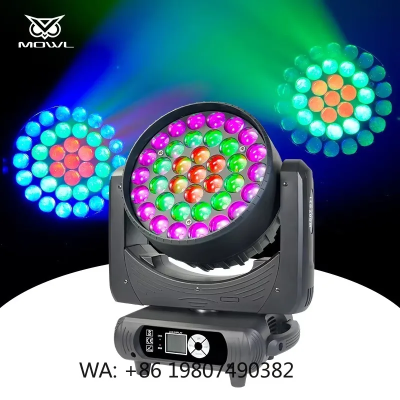 37x25W 4in1 RGBW Adjustable Zoom LED Wash Moving Head Projection Light DMX Beam for Music Club Performance Stage