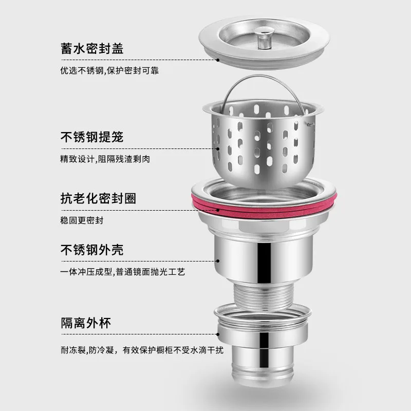 1PCS Stainless Steel Sink Drain Filter Deodorant Drain Pipe Waste Plug Basin Basket Strainer for Kitchen Bathroom Accessories