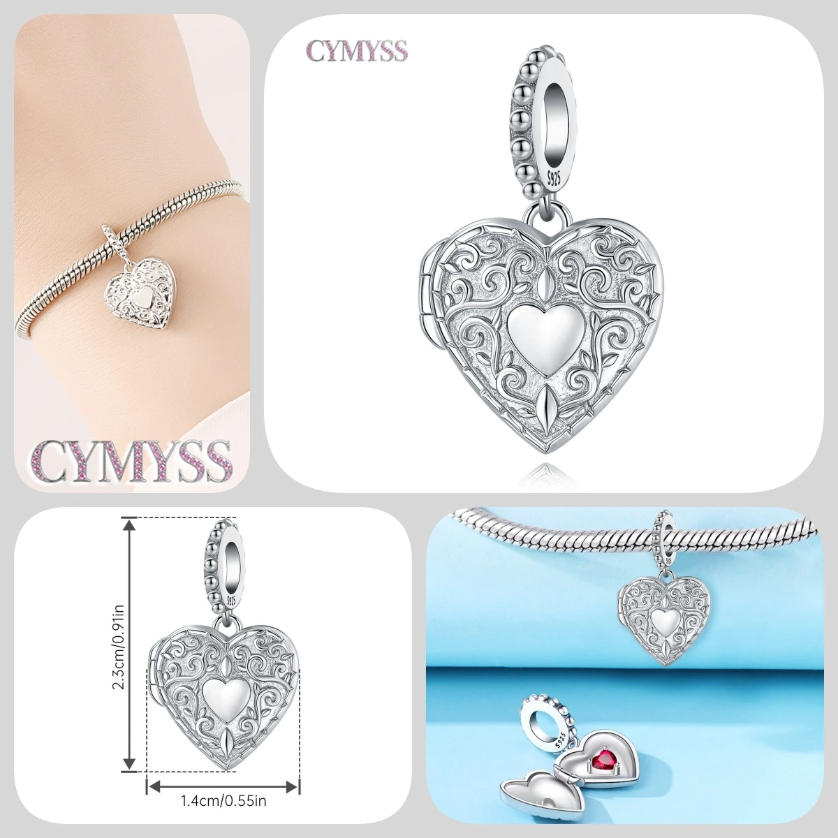 Zierlicher Anhänger aus 925er Sterlingsilber mit Engel-Gebetsperle, passend für Armreif, Armband, Halskette, DIY-Schmuck, Geburtstagsgeschenk für Frauen – Detail 11