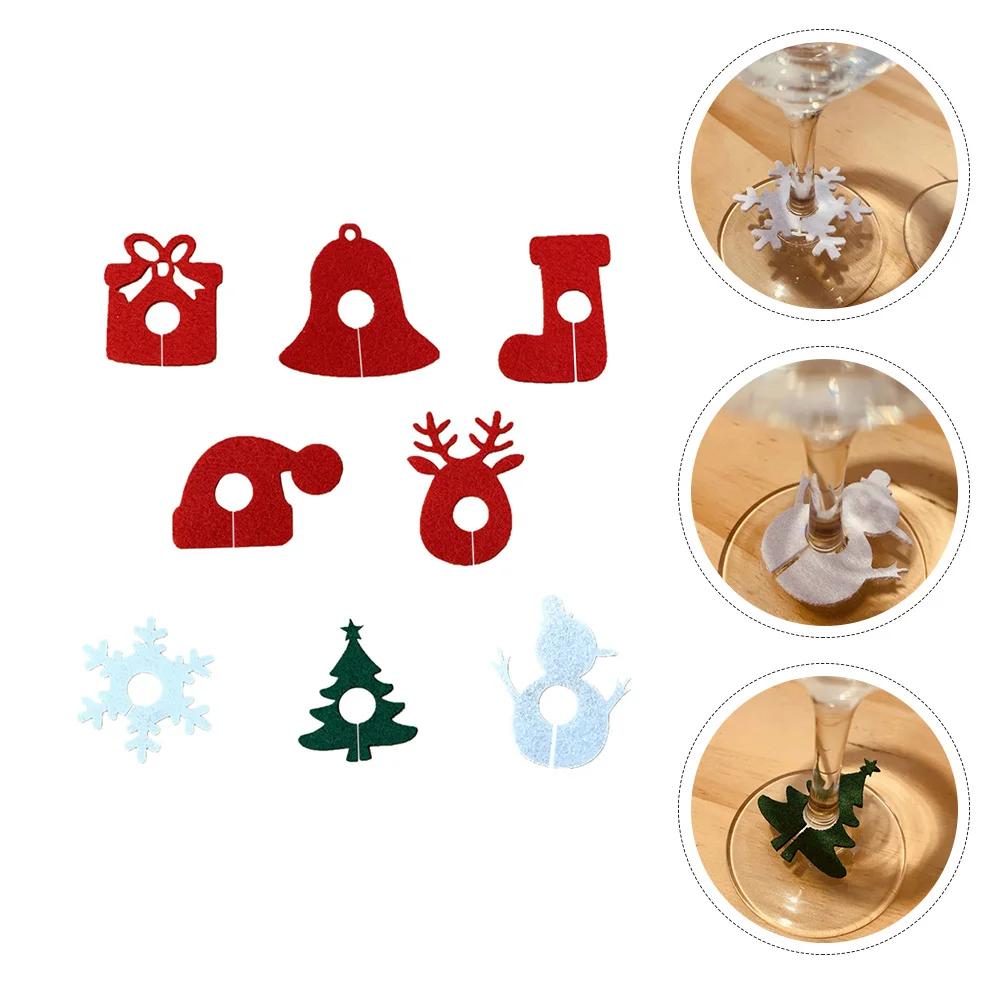 

8 Pcs Glass Charms Tags for Drinks Ornaments Decorative Cup Cover Reindeer Bottle Pendant Holiday