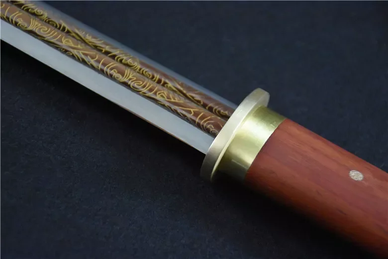 18.7in Medieval Real Steel fighting short sword Beautiful camping sports Samurai Kung Fu Sharp weapon Samurai sword Redwood