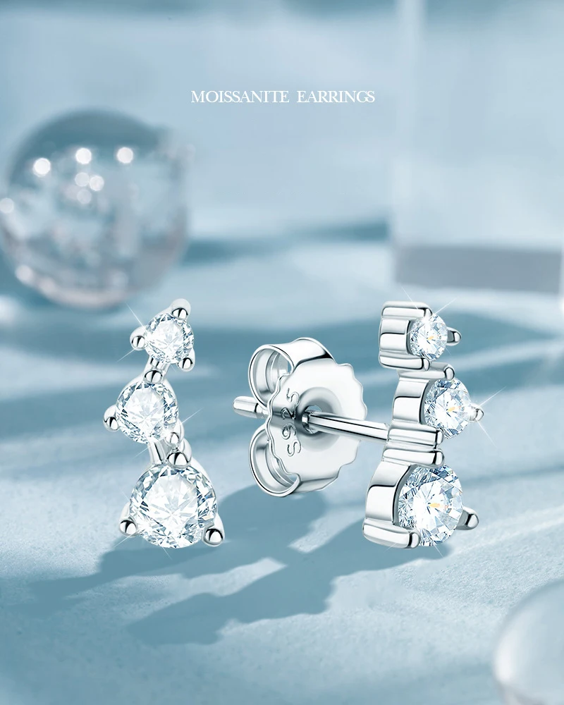 Moissanite Earrings 925 Sterling Silver Stud Earring  Moissanites Unique Women Men Jewelry Gift
