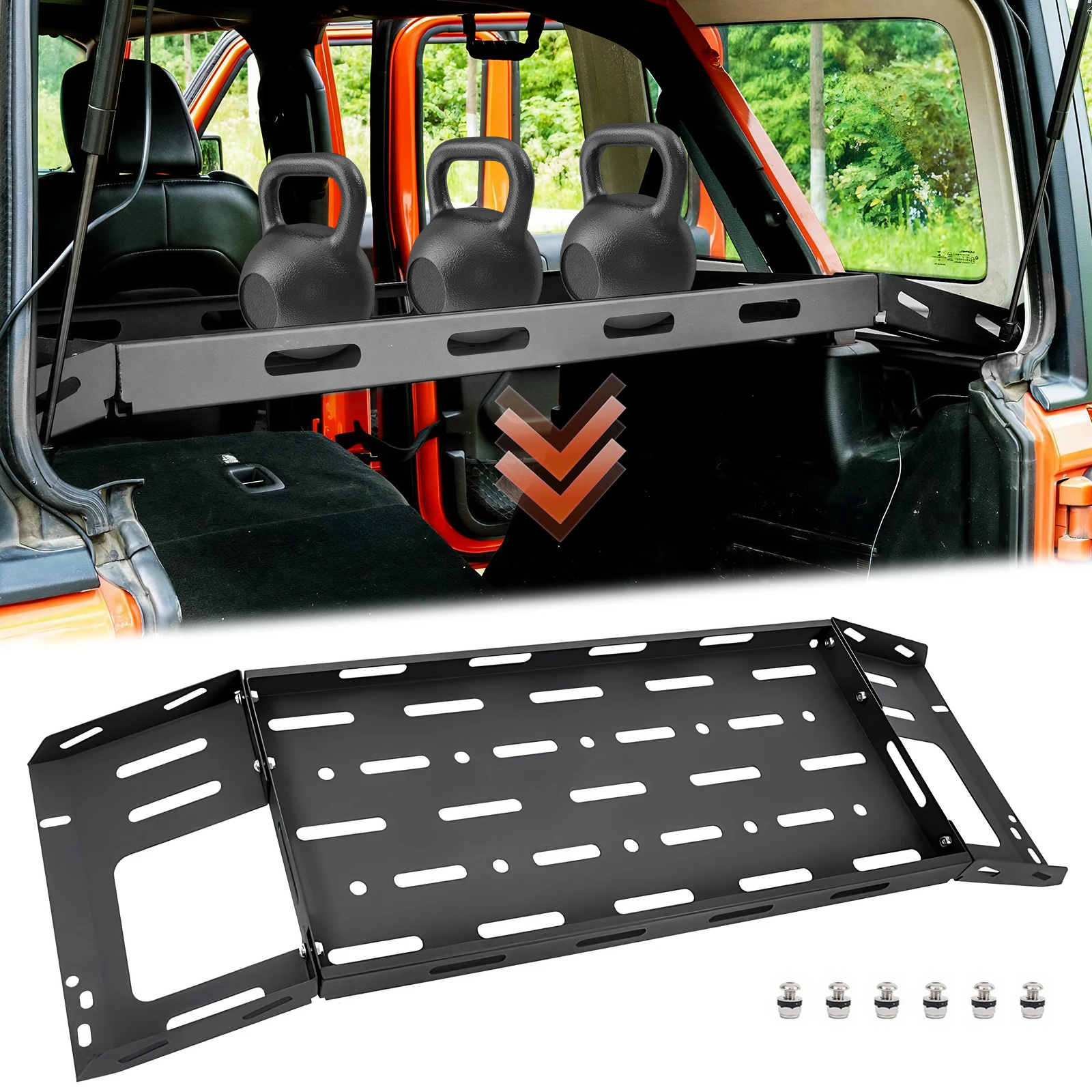 Rear Trunk Cargo Rack Basket Tray Interior Trunk Storage Rack Rear Cargo Basket Fit for Jeep Wrangler JL