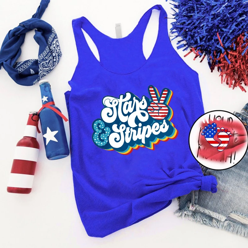 

Stars and Stripes Tank Tops 4th of July Tank Top Fourth of July Tank USA Tank Top America Women Clothes Patriotic Gothic Top M