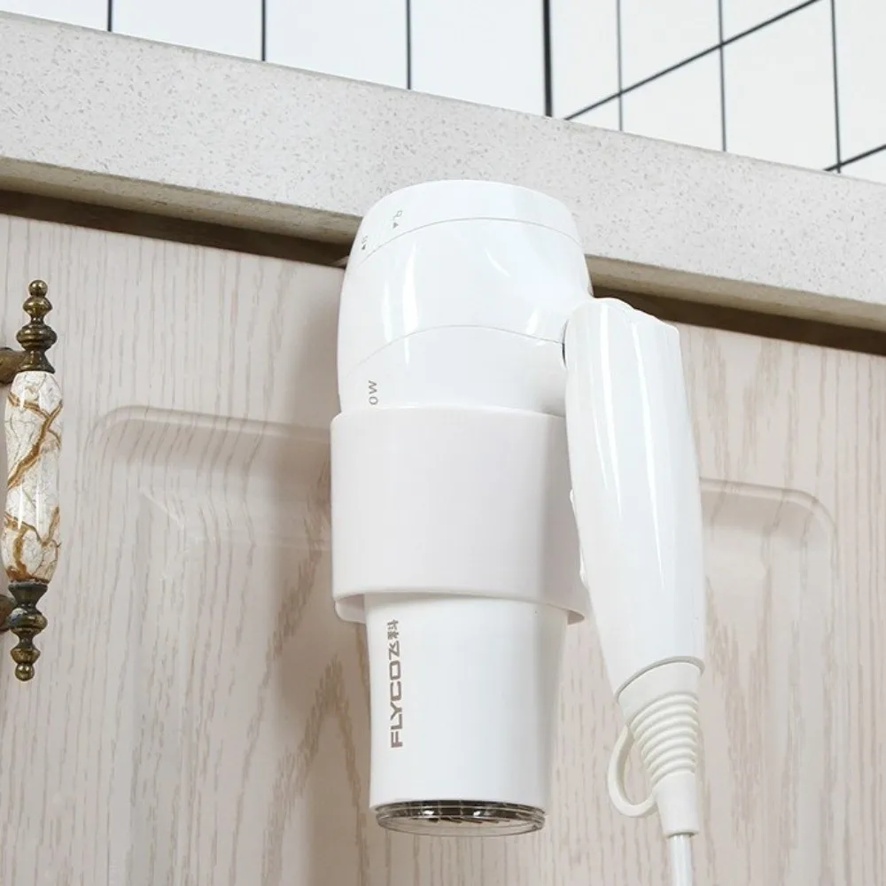 Self-adhesive Hair Dryer Holder Punch Free Durable Wall Storage Rack Moisture-proof ABS Material Hair Dryer Stand