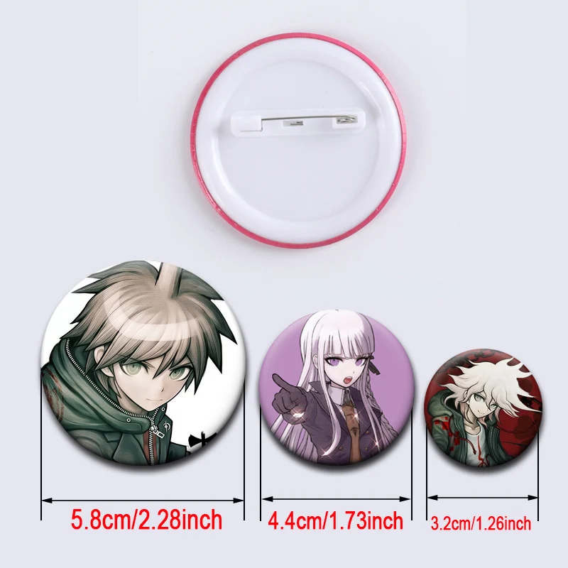 Cartoon Game Character Brooch Round Lapel Pins Kirigiri Kyoko,Naegi Makoto,Enoshima Junko,Celestia Ludenberg Badge Jewelry Gifts