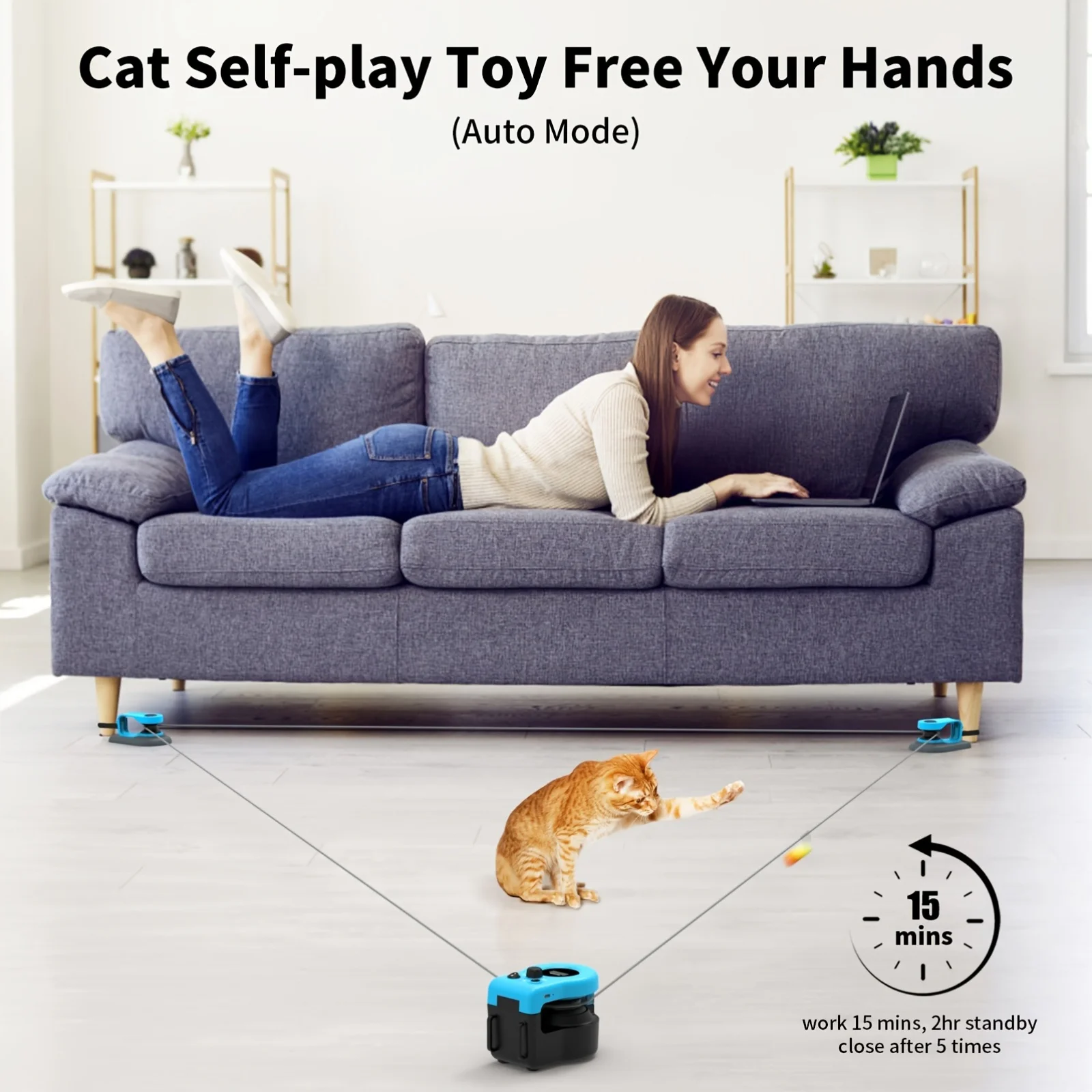 Upgraded Interactive Cat Toy – Feather Mouse Lure with Auto Movement for Indoor Play, Hunting Simulation, Mental Stimulation & G view 7