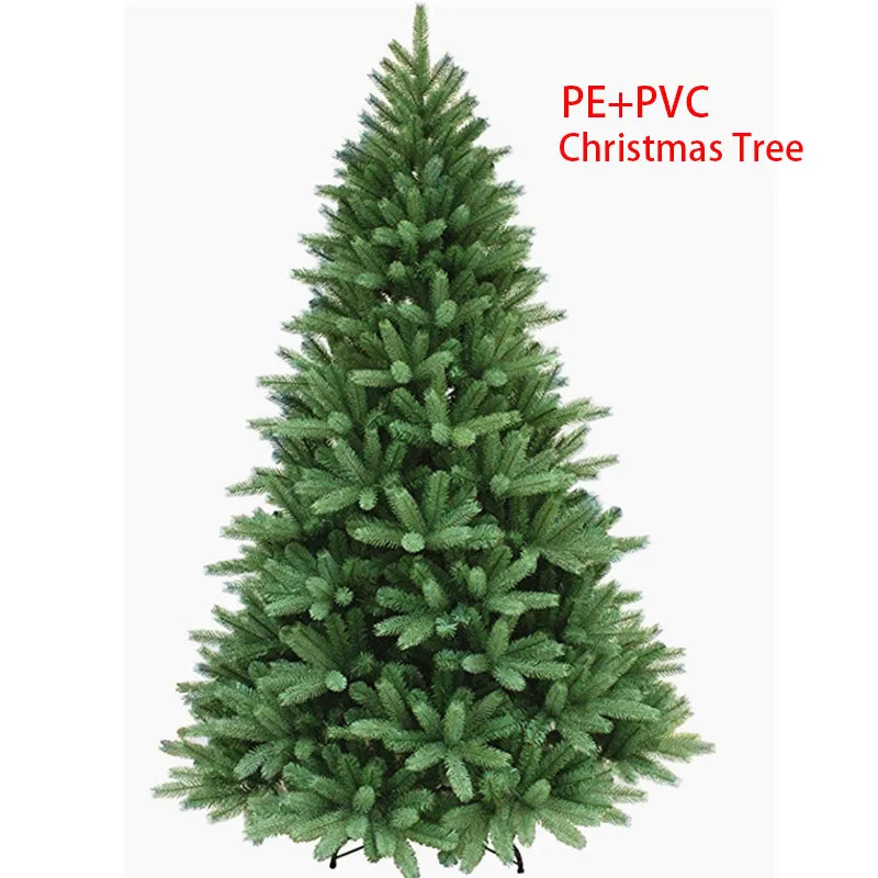 

Simulation Christmas Tree PE PVC Material 1.2m~3m Green Christmas Tree Metal Bracket Xmas Atmosphere Home New Year Decoration