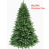 Simulation Christmas Tree PE PVC Material 1.2m~3m Green Christmas Tree Metal Bracket Xmas Atmosphere Home New Year Decoration