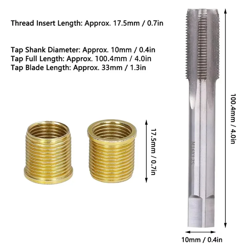 طقم تصليح الخيوط الطازجة M16X1.25 الحنفية M14X1.25 إدراجات لاستعادة خيوط أداة لفائف السيارة التالفة