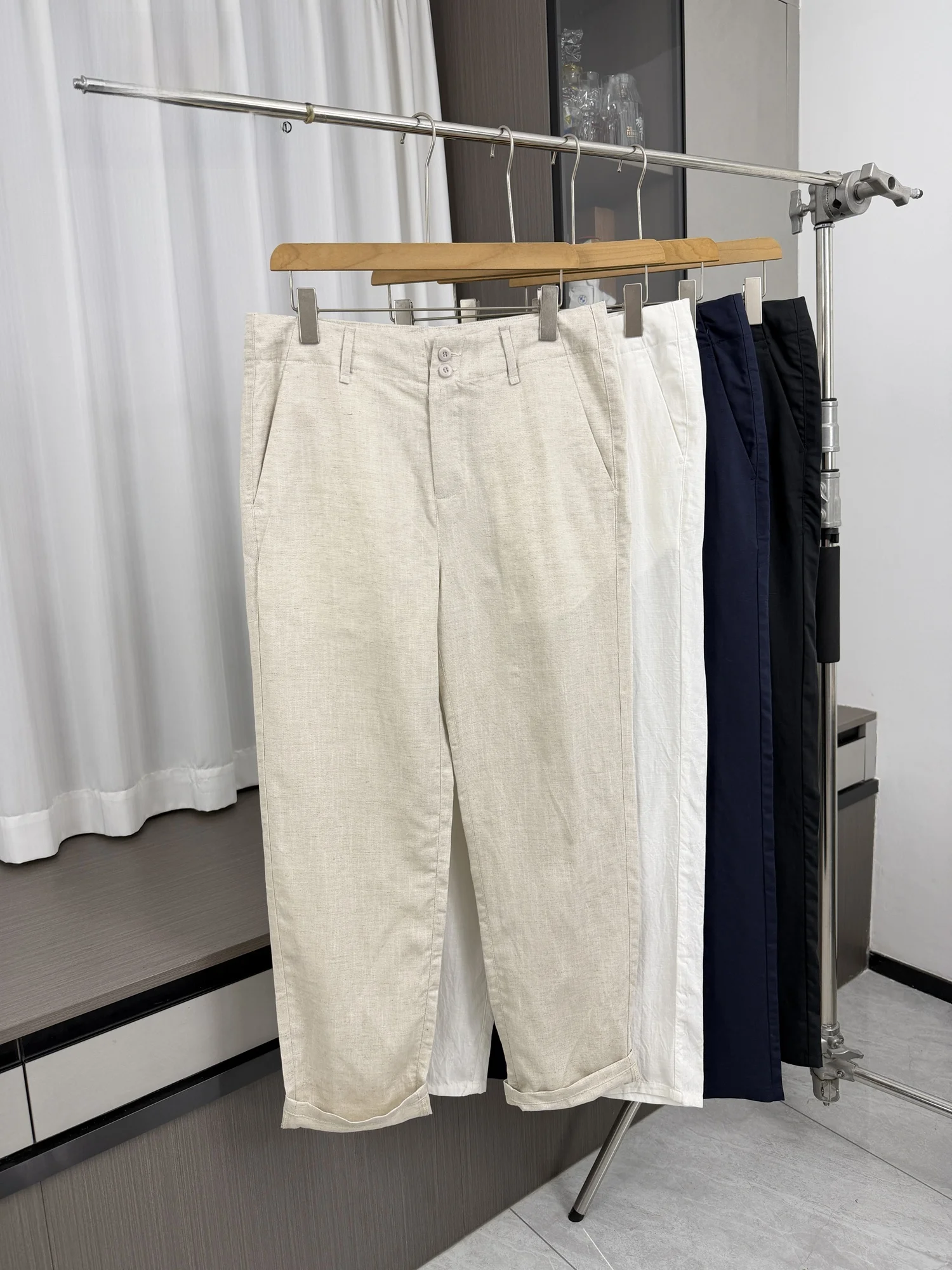 

Мужские повседневные льняные брюки: комфортные, дышащие, прямого кроя, универсальные, модные, со средней посадкой, для весны и лета