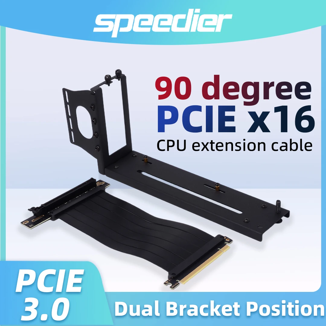 PCIE 3.0 X16 Riser Extension Cable 90 Degree Bend Adapter Graphics Card GPU Vertical Bracket Holder Mount 2 Gears Adjustment