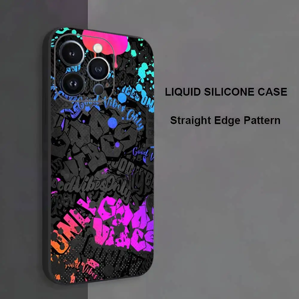 Etui na telefon z wzorem graffiti dla iPhone 17, 16, 15, 14, 13, 12, 11, Pro Max, XS, X, XR, SE, Mini, 8, 7, miękki silikonowy czarny pokrowiec