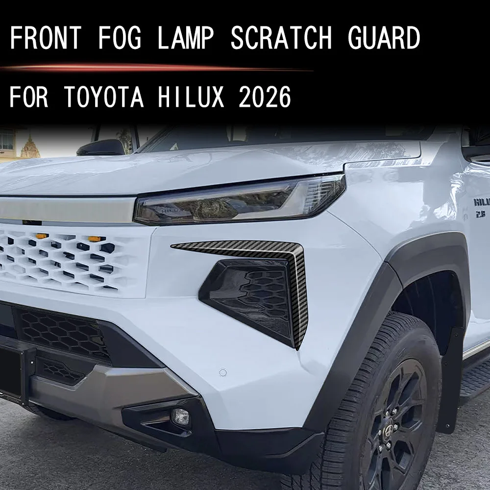 

For Toyota Hilux 2026 2027 ABS Black Carbon Fiber Front Foglight Strip Protector Bezel Cover Trim Car Styling Accessories