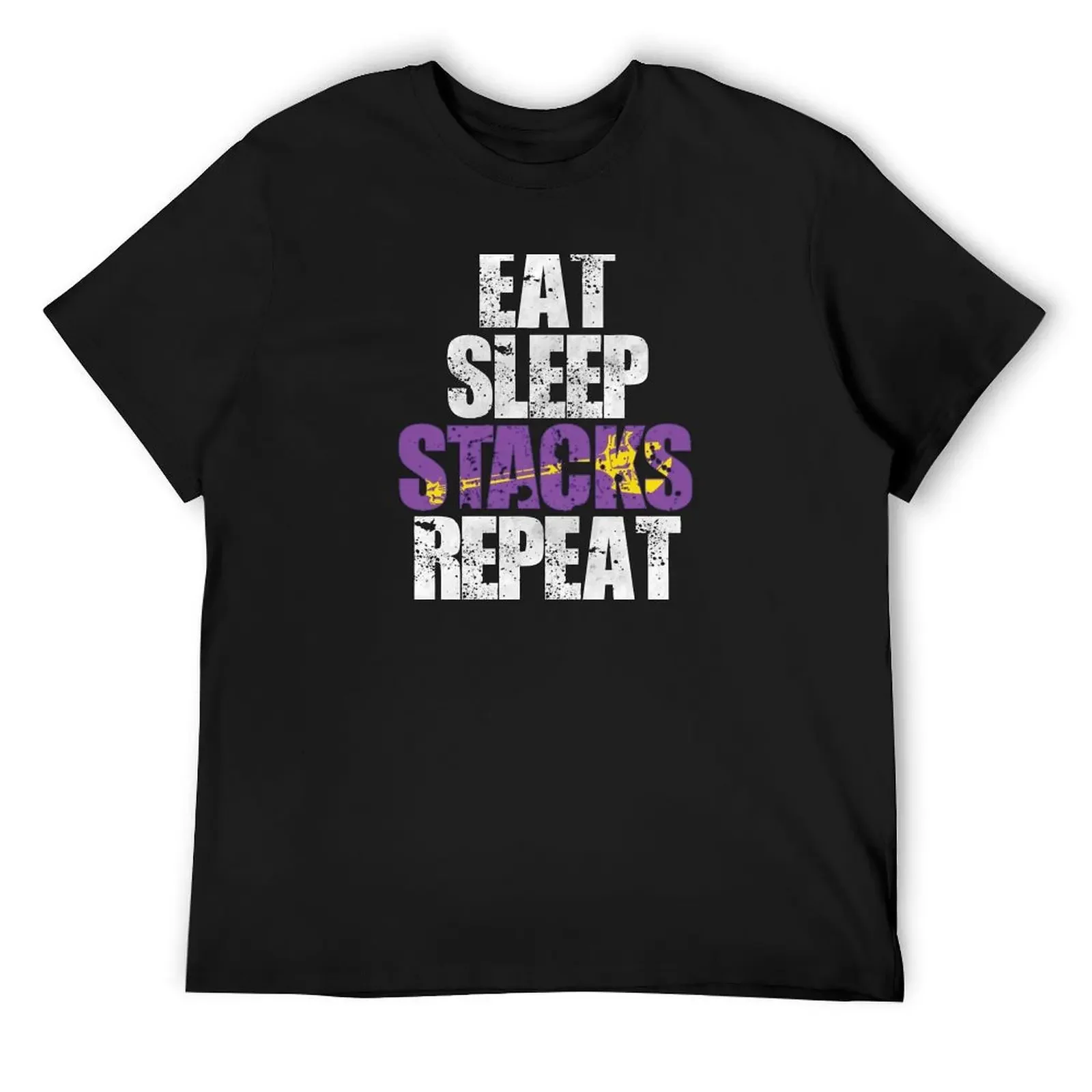 Eat Sleep Stacks Repeat (Black) T-Shirt blanks Blouse oversized t shirt tees Men's cotton t-shirt