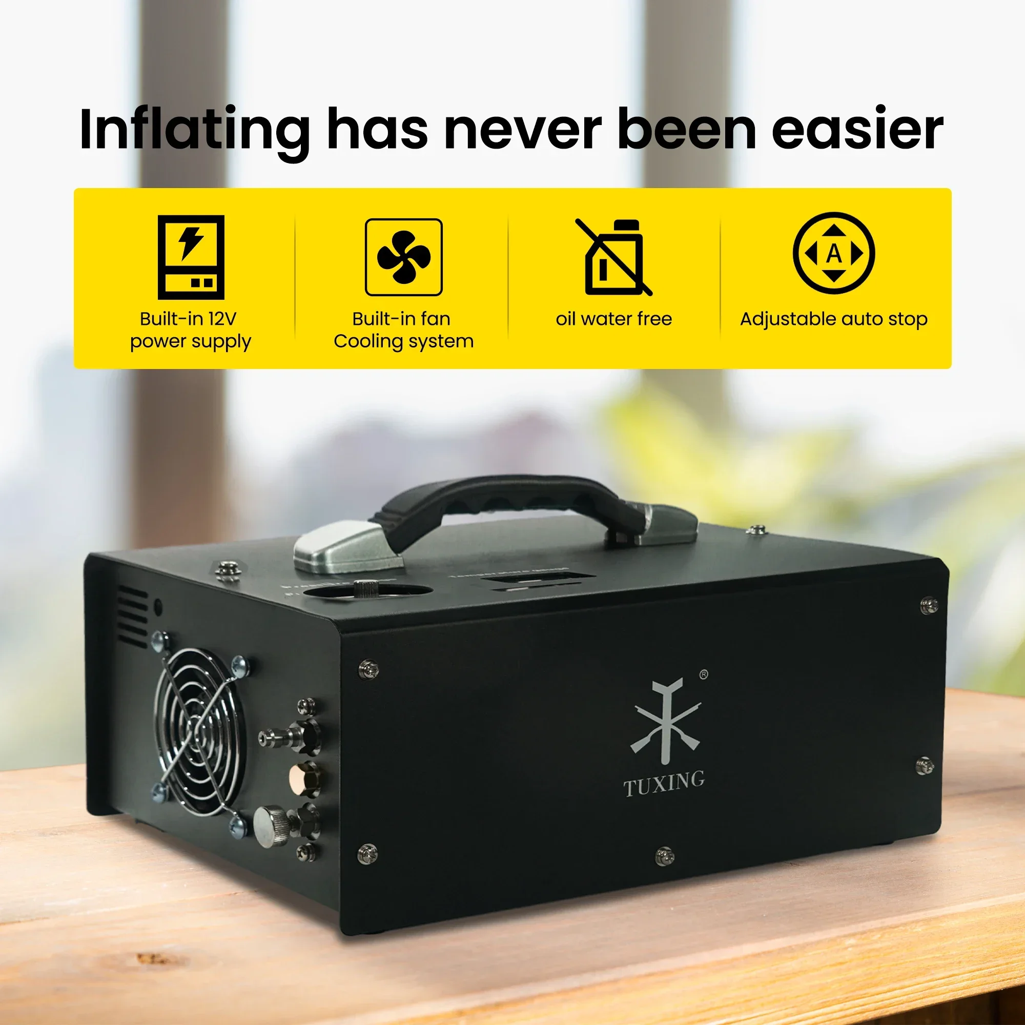 TUXING 300Bar PCP Air Compressor 4500Psi Electric High Pressure Compressor with Built-in Transformer for Scuba Diving Air Rifle