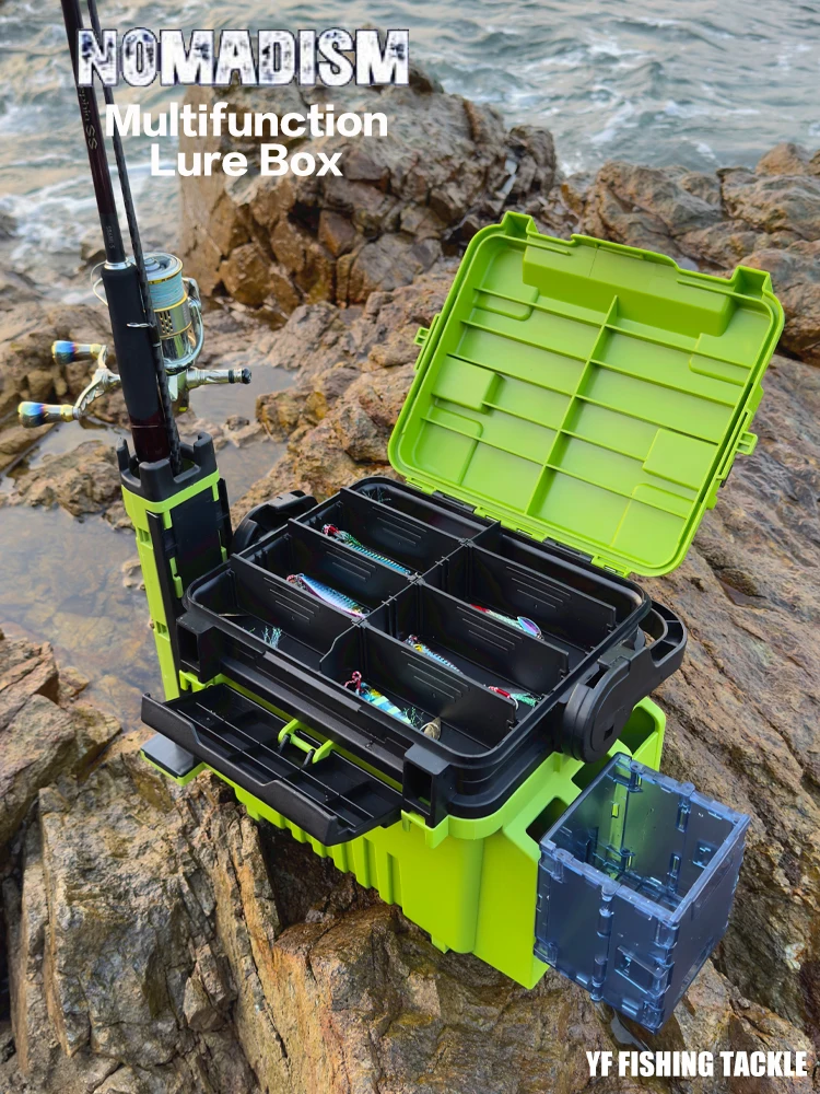 NOMADISM Multifunctional Wood Shrimp Box Fishing Tackle Box Storage Box Rod Cup Holder With Charge Led Light fishing rig storage