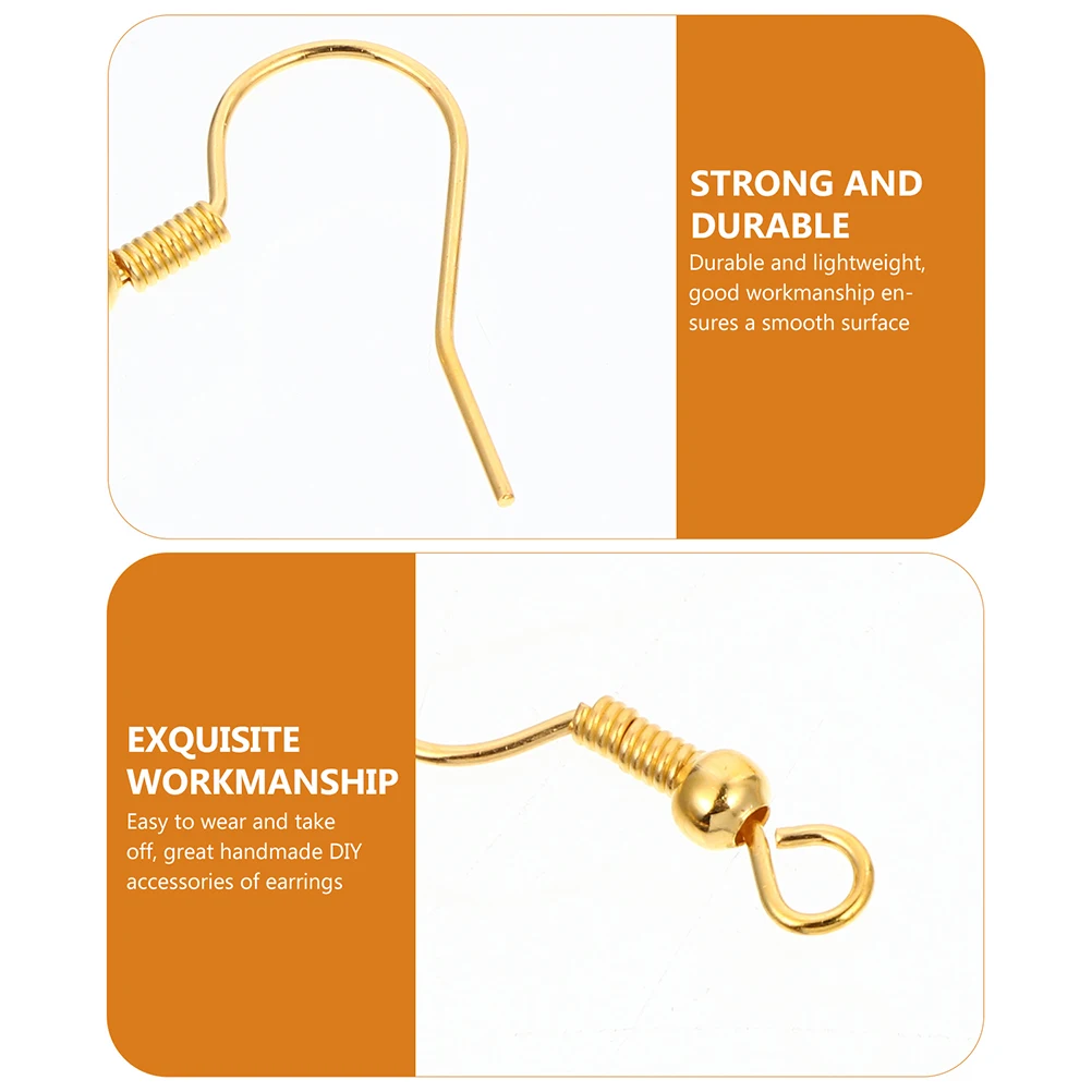 

400pcs Iron Ear Hook Earring Hooks Crafting Supplies DIY Pins Gold Jewelry Findings Lightweight Durable Trendy Accessories