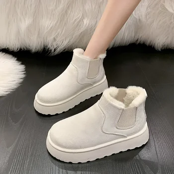 Winter Vrouwen Snowboots Pluche Warme Antislip Waterdichte Dames Flats Sneakers Casual Slip op Vrouwelijke Enkellaarsjes Botas Mujer