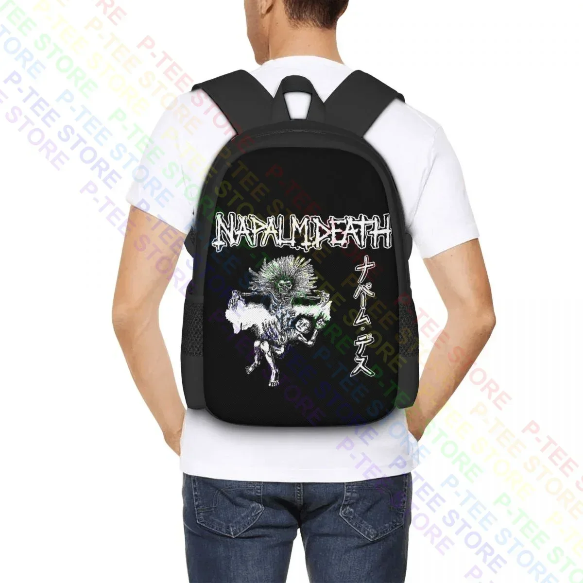 Napalm Death Split Punk Crust Grindcore Thrash Metal BandsBackpack Cetak Seni Vintage Kapasitas Besar