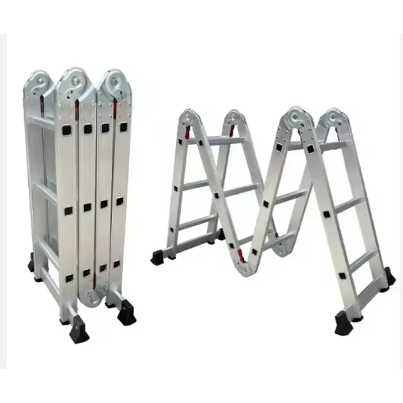 Heavy Duty Aluminum Folding Ladder 330 lbs Capacity Lightweight Non Slip Portable Step Stool for Home Building Industrial Use