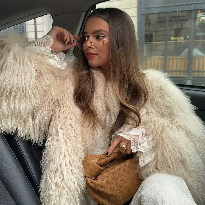 TRAF 2024 Woman Fur Coat Women Crop Fluffy Jacket Plush Long Sleeve Coat New In Outerwears Autumn Women Elegant Fashion Jackets