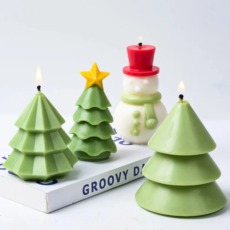 Albero di natale stampo per candele in Silicone ornamento di natale pupazzo di neve stampi artigianali sapone fai da te resina gesso fare