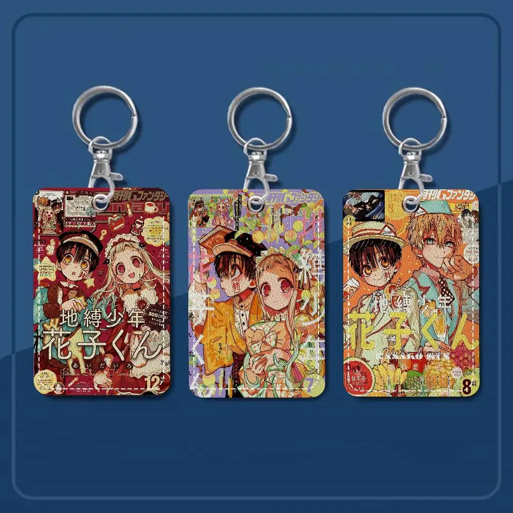 Anime Toilet B-Bound H-Hanako Kun 1Pc PU Leather Card Holder Keychain Key Ring Door Lock Access Tags ID Card Case Keychain Card