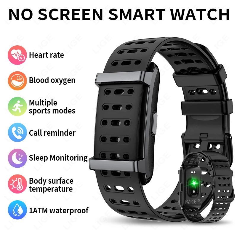 

LIGE No Screen Smart Bracelet Pedometer Heart Rate Monitor Smart Watch Sport Fitness Tracker Wristband Call Reminder Smartwatch