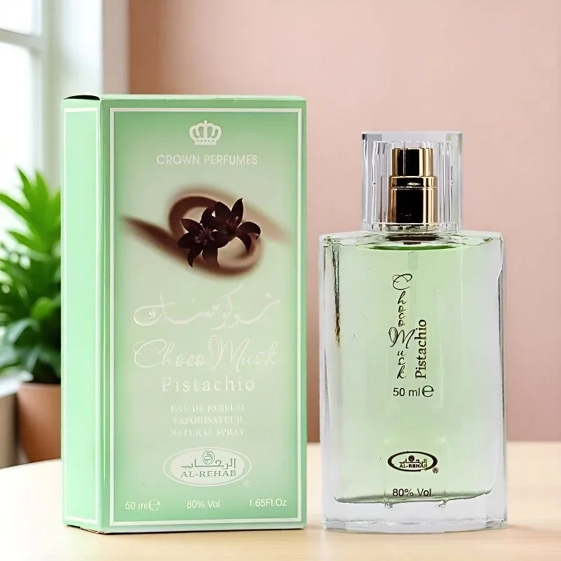 

Al-Rehab Choco Musk Pistachio Eau de Parfum for Women & Men - 50ml (1.65 oz) | Nutty Gourmand Perfume with Pistachio