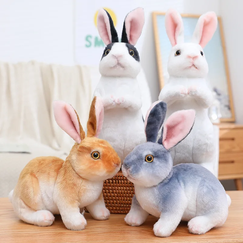

16cm Squatting Rabbit Plush Toy Simulation Animal Doll Skin Friendly Soft Sleeping Companion Easter Birthday Gift for Kids