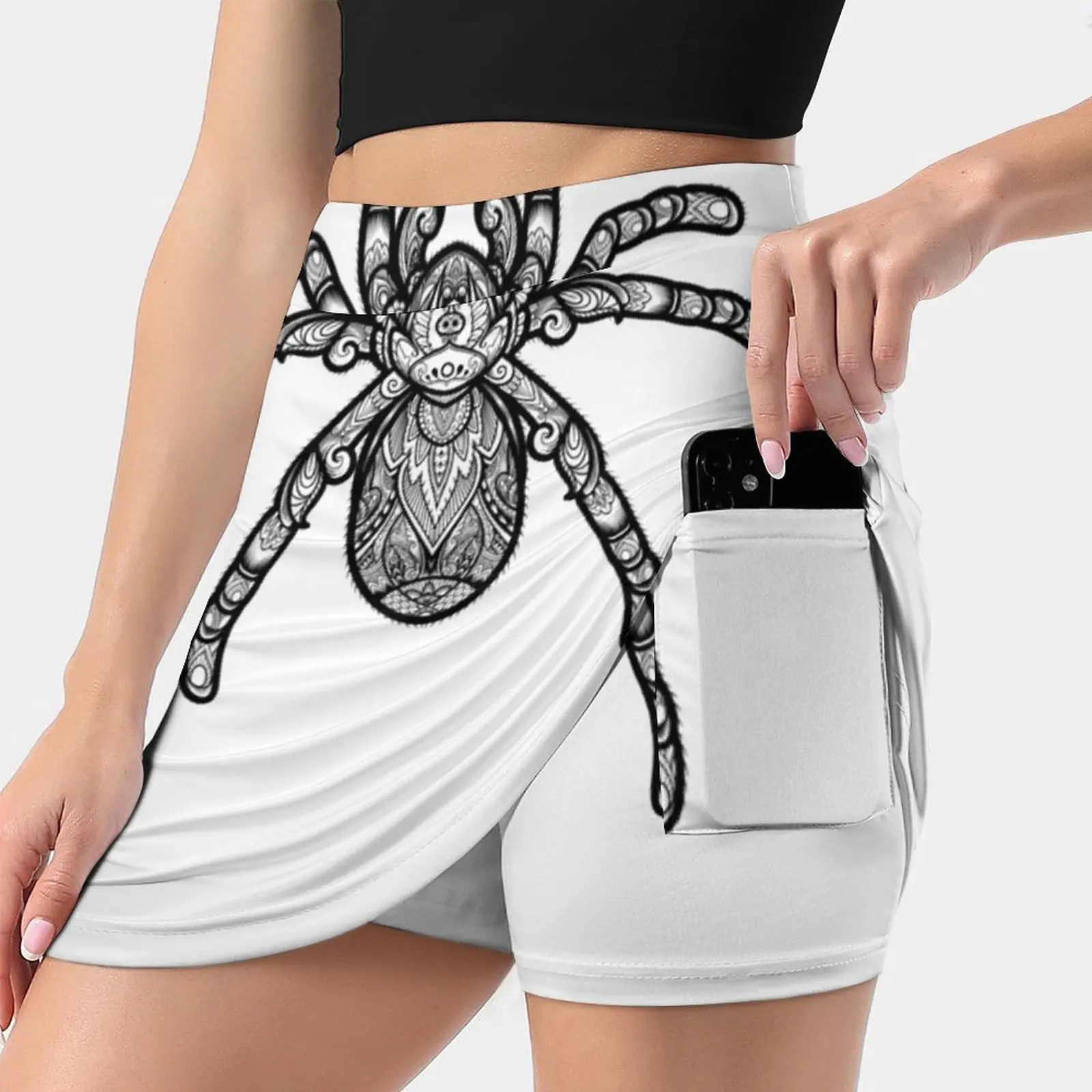 Ornate Tarantula Women Sports Lining Skirt Tennis Dance Fitness Short Printed Skirts Tarantula Spider Ornate Ornaments