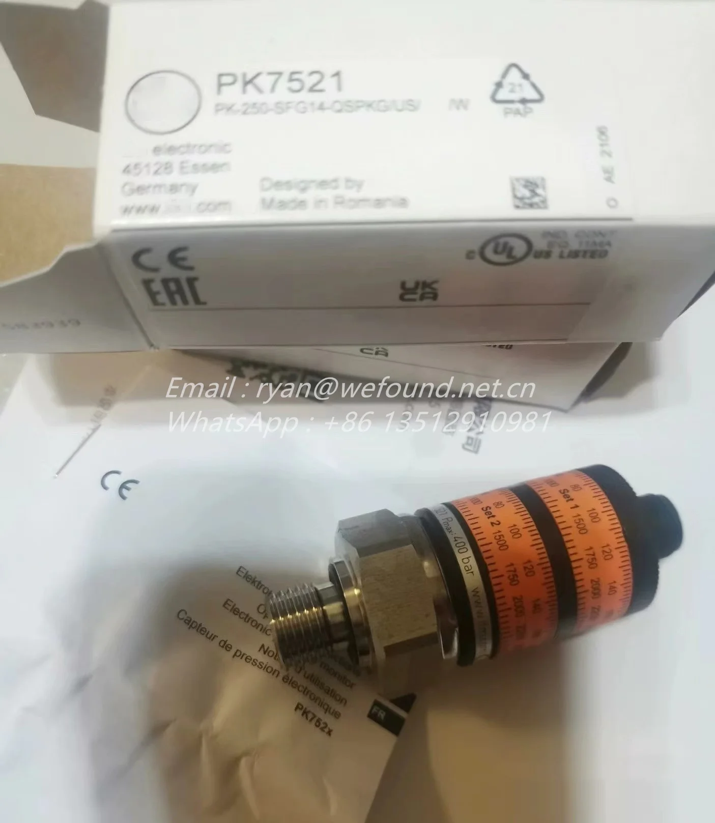 PK7521 Pressure switch with intuitive switch point setting  PK-250-SFG14-QSPKG/US/ /W