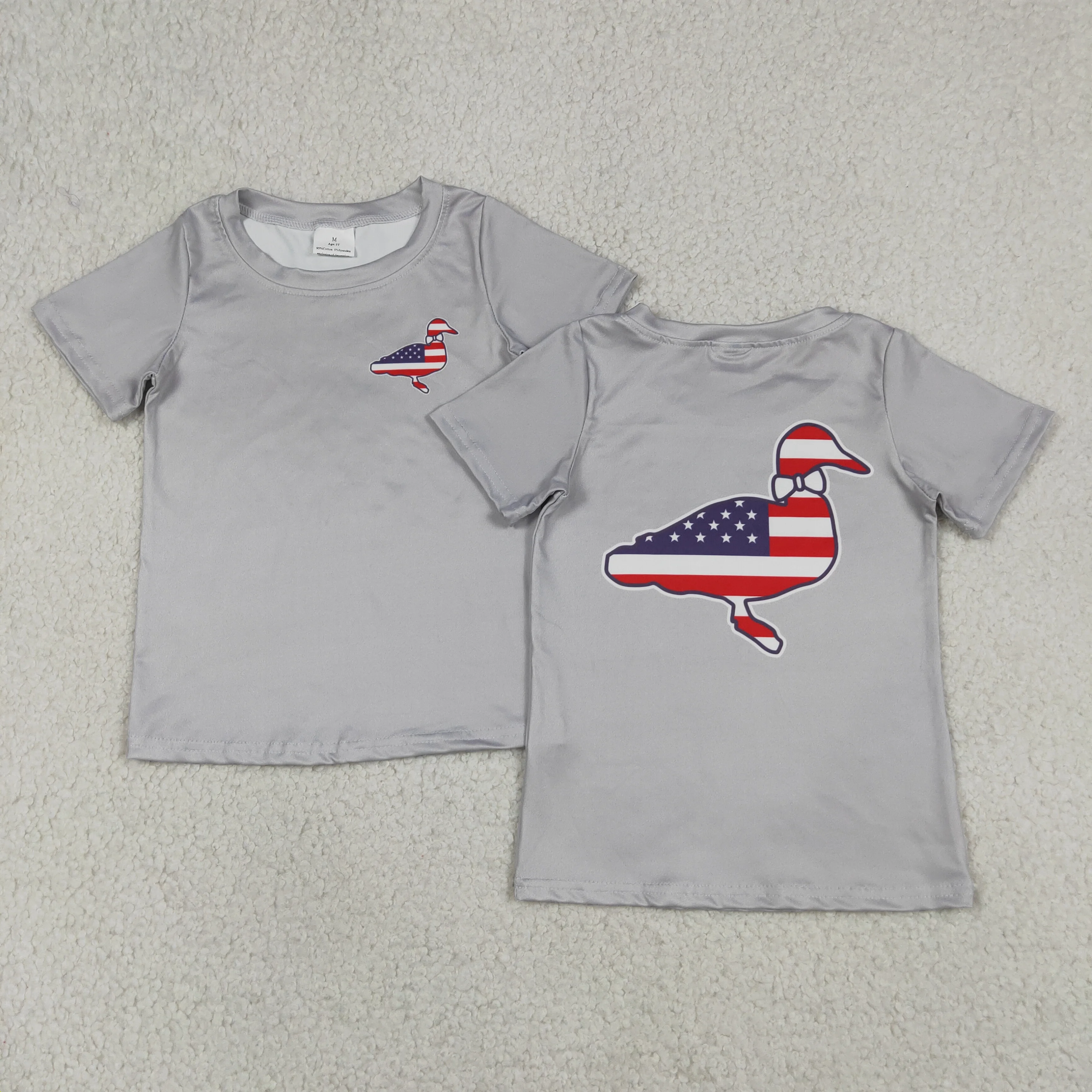 Wholesale Children Kids Short Sleeves Flag Duck Shirt Baby Boy Summer Tee Infant Toddler 4th of July Clothing