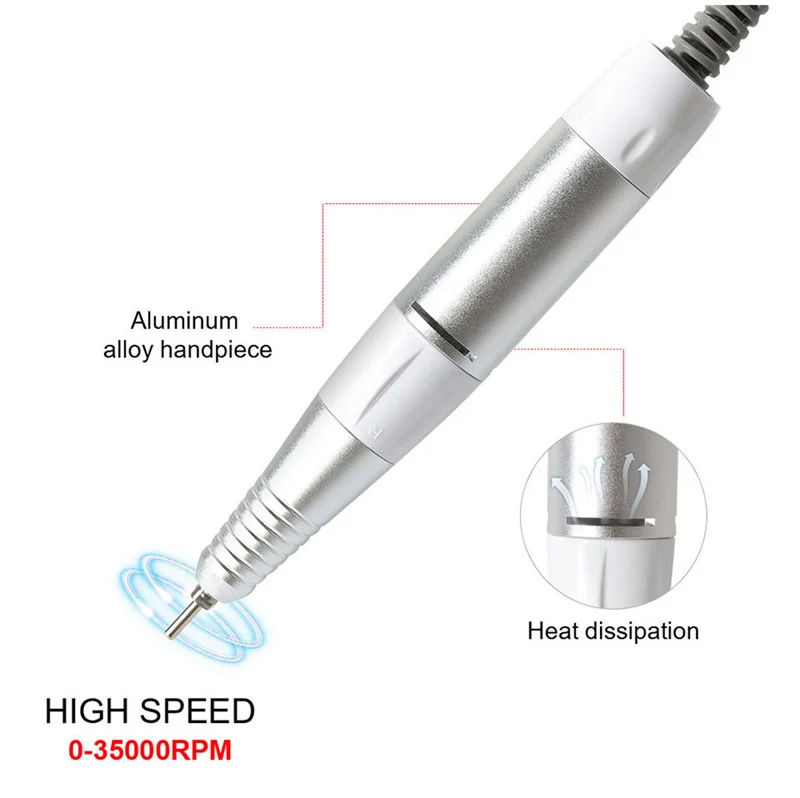Perceuse à ongles électrique, poignée, stylo, lime, vernis, meuleuse, lime, polissage, meulage, pièce à main, manucure, pédicure, outil