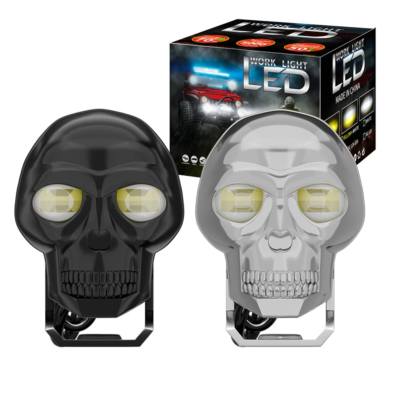 Motorcycle LED Skull Shape Waterproof Headlight Lamp Fog Light Electric Vehicle Projector Lens Spotlight For Moto High Quality