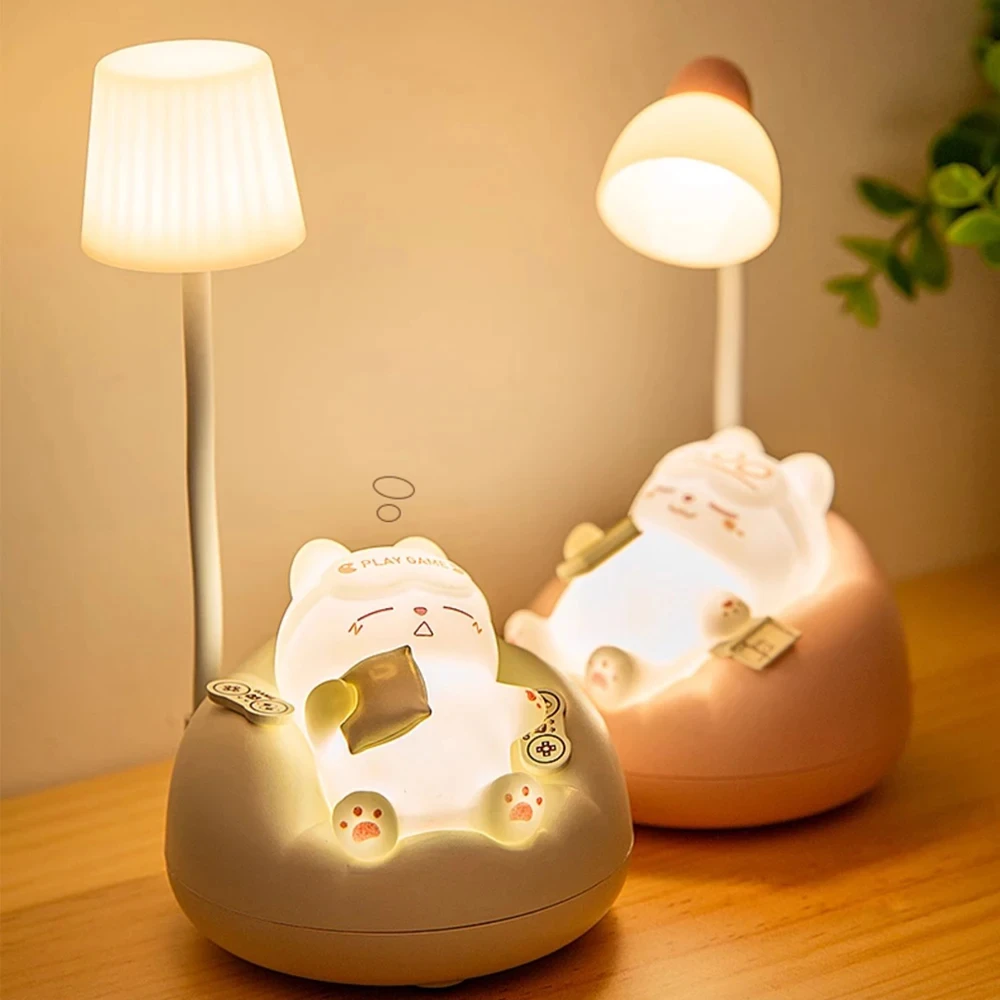 밤을 밝히는 귀여움! LED 고양이 램프, 당신의 독서와 잠자리를 특별하게!