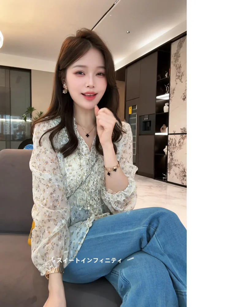 

Xuanxuanchen Весенняя новинка: женская рубашка с длинным рукавом, утепленная, свободного кроя, в повседневном стиле, с эффектом стройности, в деревенском стиле, создающая уютную атмосферу