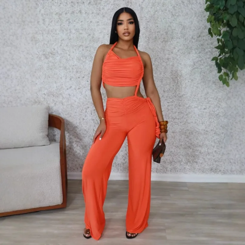 Mono Sexy con cuello Halter y espalda descubierta para mujer, peleles y monos de una pieza sin tirantes para fiesta y Club nocturno, trajes de cumpleaños en general